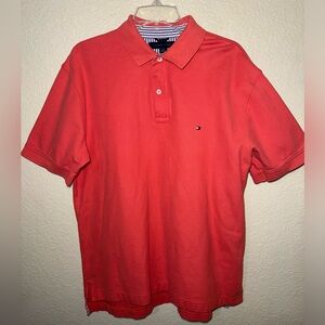 Tommy Hilfiger Polo Shirt Men’s L Coral Short Sleeve Cotton Classic Preppy